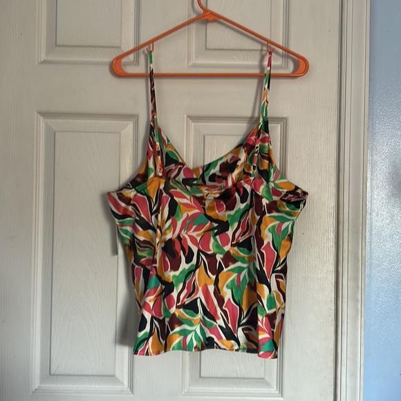 NWT Nine West coconut grove palm cowl neck satin cami - Picture 3 of 6